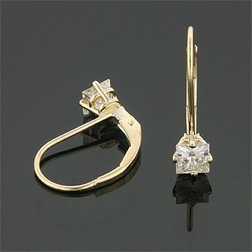 86 CT 14KY MOISSANITE SQUARE LEVER BASKET EARRINGS  