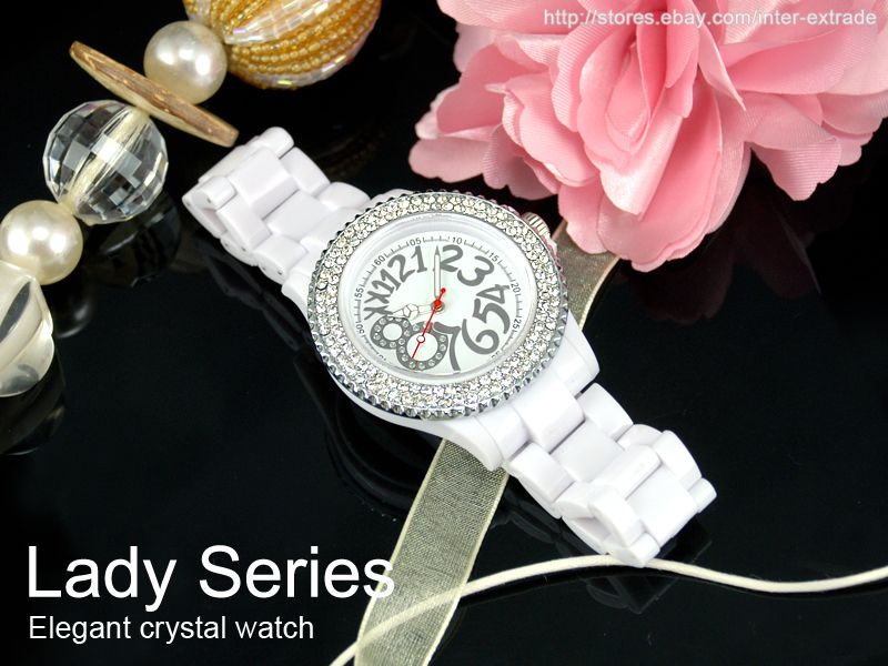 Elegant Crystal Lady Girl Evening/Prom/Party Dress Cuff Watch Acrylic 