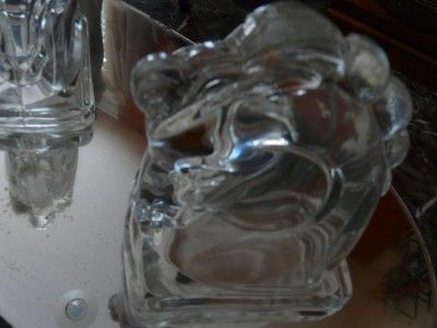 Fab Pair of Clear Glass Tang Horsehead Bookends  