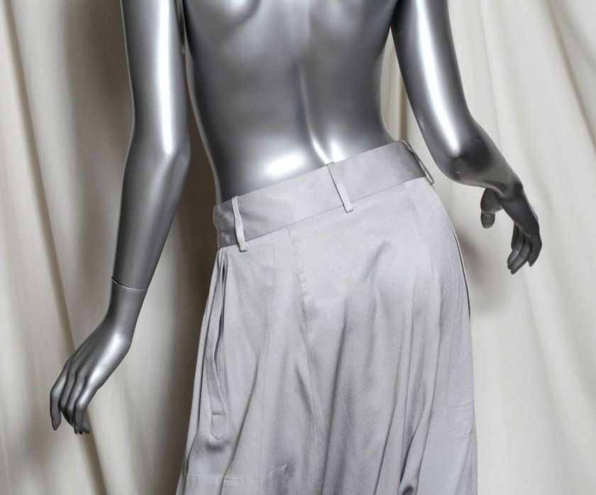 ALEXANDER MCQUEEN Silver Grey Drop Crotch Harem Cropped Skirt Pant 