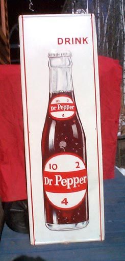   Dr Pepper Metal Advertising Sign w Bottle 1968 Soda Pop 10 2 4  