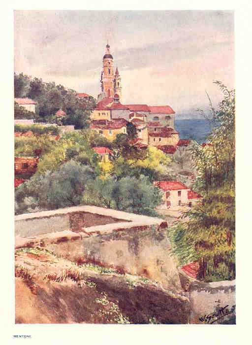 France MENTON. Attractive View. Old Vintage Print.Finnemore.1909 