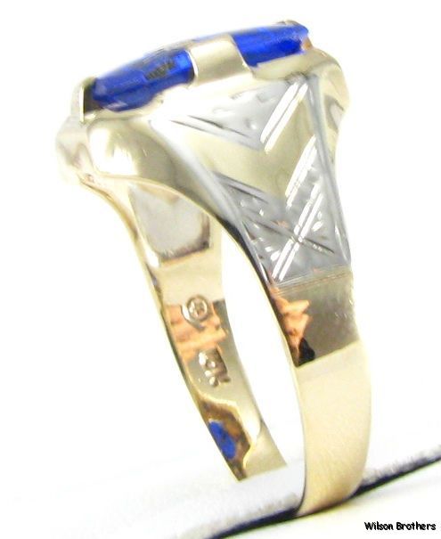   Stone RING   10k White & Yellow Gold Master Mason Edwardian  