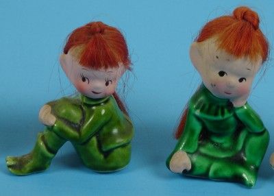 Lot of 5 Vintage Ceramic Elf Elves, Made in Japan  