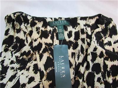   Authentic Ralph Lauren Animal Print Jersey Ruched Dress Size 2 , 4