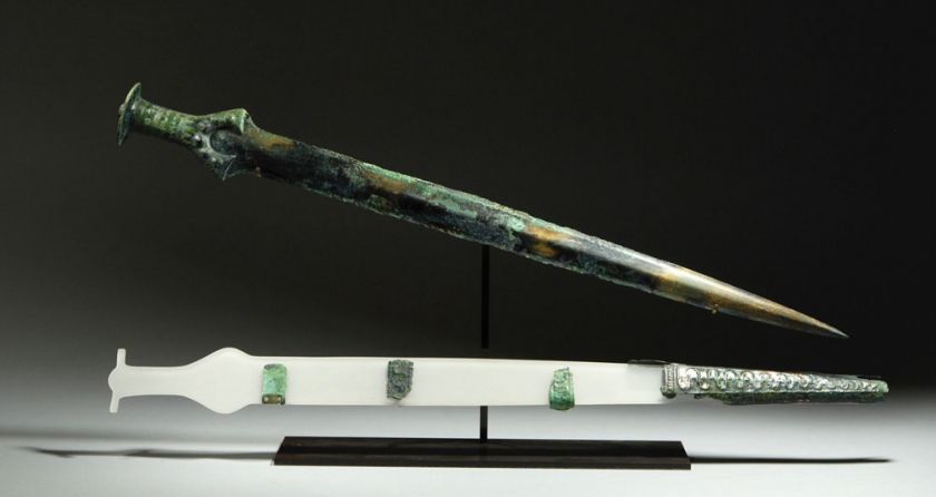 Important European full handled Bronze age sword 1400 B.C.  