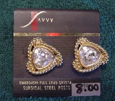 SAVVY SWARVOSKI FULL LEAD CRYSTAL EARRINGS ORIGINAL TAG  