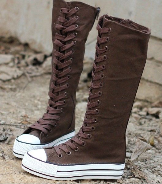 New Women Punk EMO Rock boots shoe sneaker knee high YTJM 01  