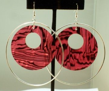 New Pink Illusion Lucite Silvertone Hoop Earrings  