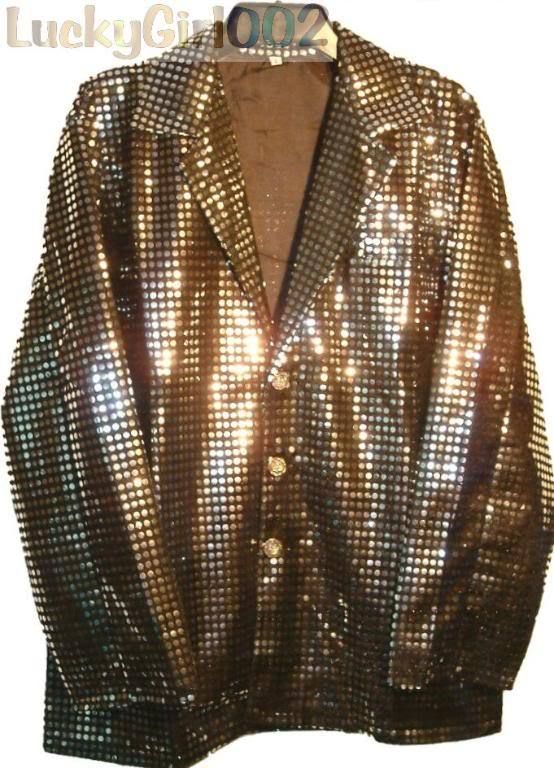 MEN BAND SEQUIN CABARET PARTY FANCY JACKET SILVER/BLACK  