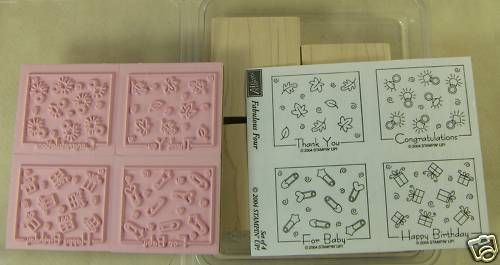 STAMPIN UP FABULOUS FOUR 4 RUBBER STAMPS 2004 NEW, UM  