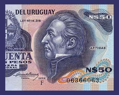 50 NUEVOS PESOS Note URUGUAY 1988   José ARTIGAS   UNC  