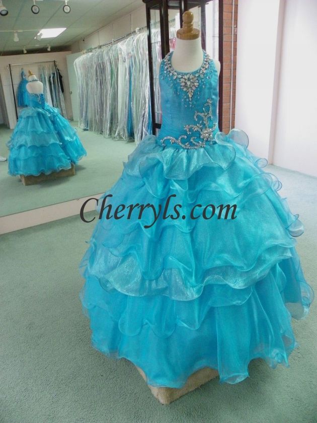   GIRLS 6240 Turquoise Size 6 GIRLS NATIONAL PAGEANT GOWN FORMAL DRESS