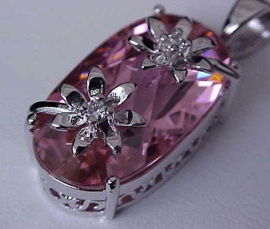   Signity CZ Checkerboard cut Pendant Flower accented NECKLACE  