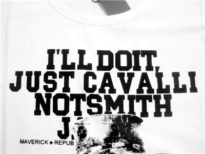   Fashion Just Cavalli Mens Gentleman Head T shirt White Grey Size M L