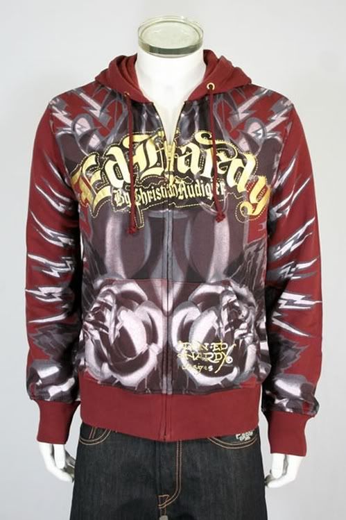 New Ed Hardy Panther Rose Rhinestone Hoodie Jacket  