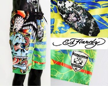 NWT Ed Hardy 2011 Surf Board Shorts SwimTrunks 100%AUTH  