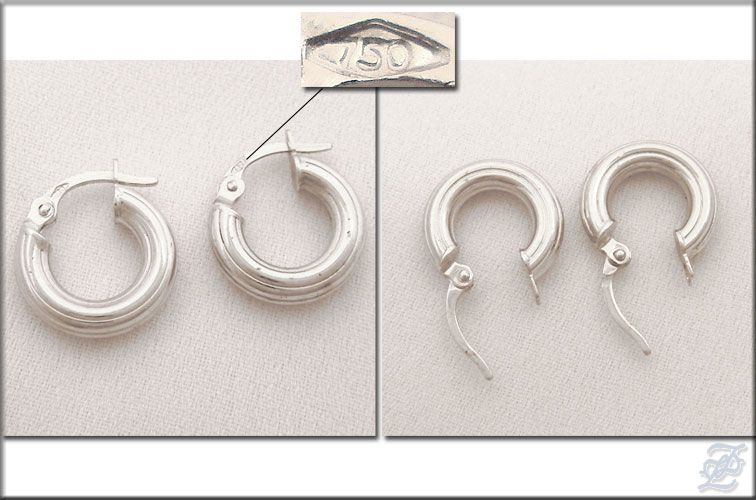 v4604   18K SOLID WHITE GOLD HOOP EARRINGS DIAMETER 12.5 MM.  