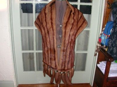 LG THICK SABLE ? FUR STOLE WRAP BOA WITH TAIILS JACKET  