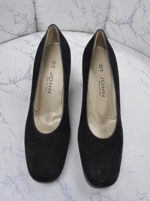 St John Knit Black Suede Shoes NWOB 8B  