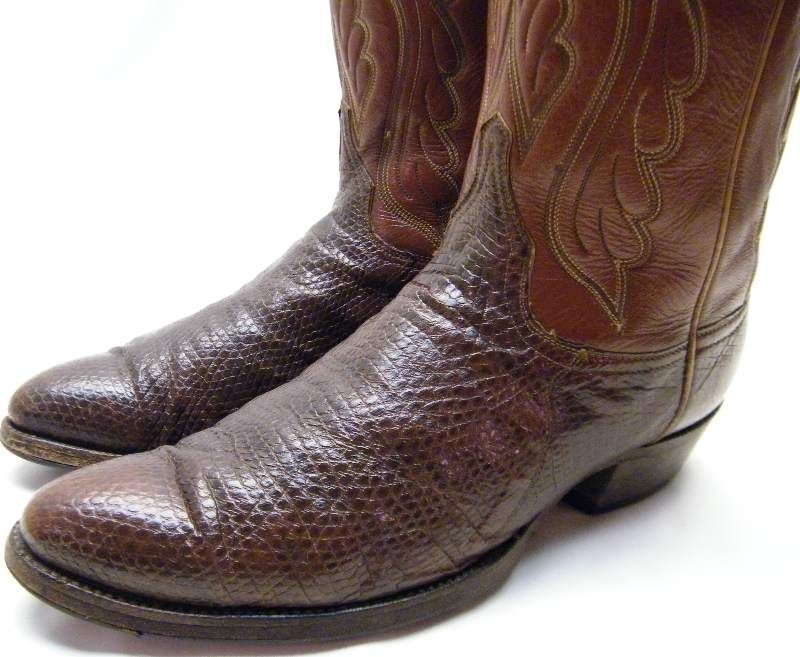 MENS TONY LAMA WORN VTG REAL LIZARD SKIN COWBOY WESTERN BOOTS SZ 11.5 