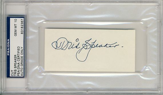 TRIS SPEAKER SIGNED CUT GRADED PSA/DNA 10 SLABBED HOF  