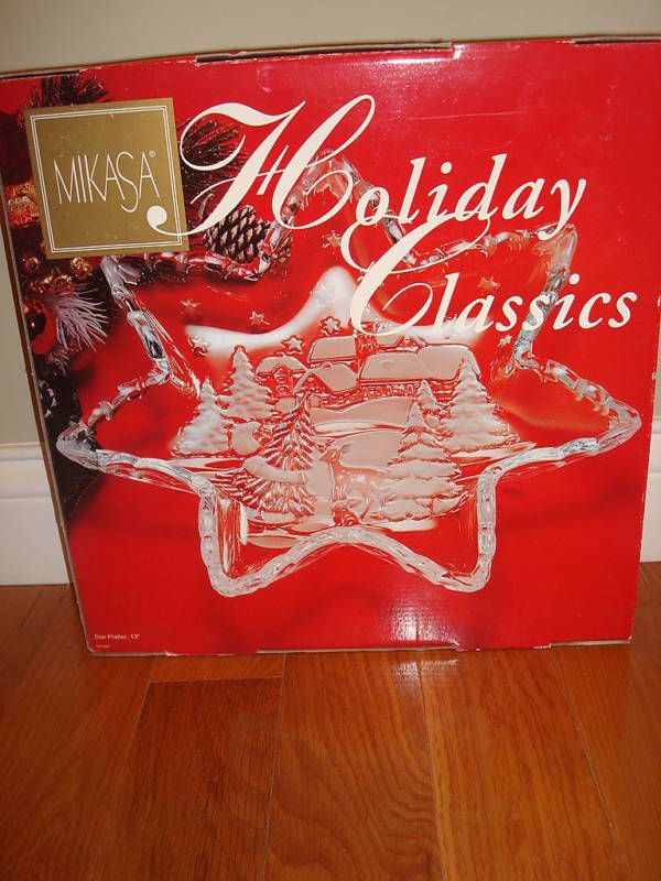 MIKASA HOLIDAY CLASSICS CRYSTAL STAR PLATTER NEW In BOX  