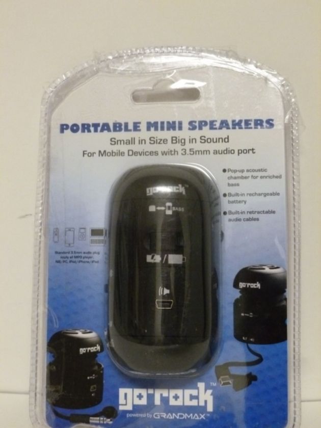    GR1 BK Go Rock Mini Portable Speaker For  Players/Laptops  