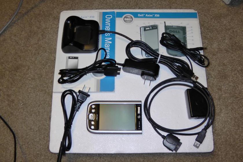 DELL AXIM X50V PDA POCKET PC WITH CHARGING CRADLE & MANUALS 