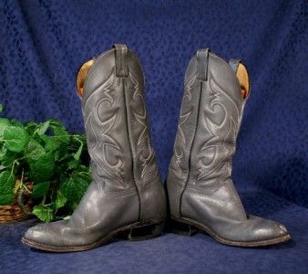 Vintage Gray Unbranded USA Western Cowboy Boots US 8.5D  