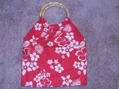   Minnie Mouse Hawaiian Red Fabric Pocketbook Bag Purse Bamboo  