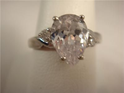 Vintage 10K Gold Ring Pear Shape CZ 1 1/2 Carat Sz. 7 White Gold 2.7 