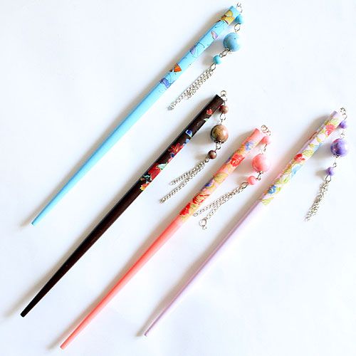 Vintage chopsticks hair sticks pin dangle hair accessory free ship 