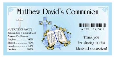 20 1st HOLY COMMUNION PARTY ~ WATER BOTTLE LABELS  