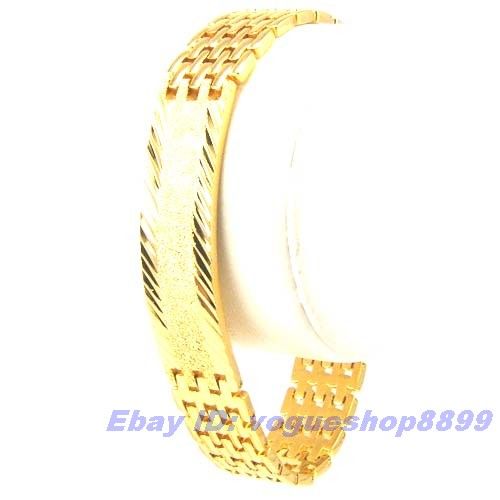 12mm35g RARE MEN 18K YELLOW GOLD GP BRACELET SOLID FILL GEP CHAIN 