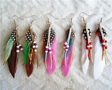 wholesale mix 12pairs India tone feather earrings  