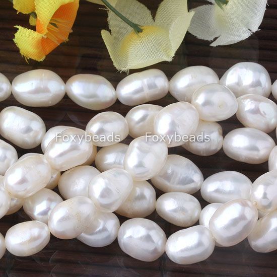 9MM WHITE FRESHWATER PEARL GEM LOOSE BEADS *FREE SHIP  