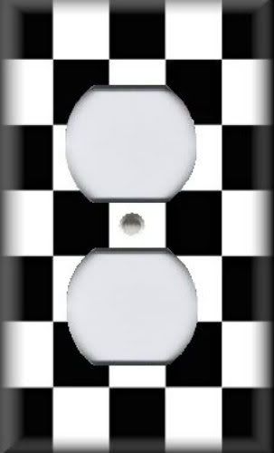Light Switch Plate Cover   Bold   Black And White Checkered  