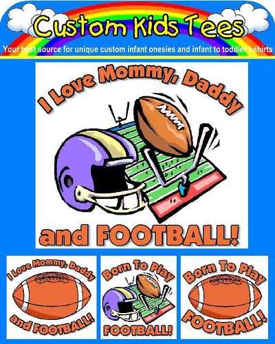 Custom Infant Toddler Kids Onesie or T shirt Football  