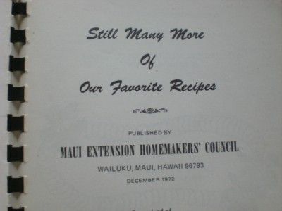 Still Many More of Our Favorite Recipes Maui 1972 HI  