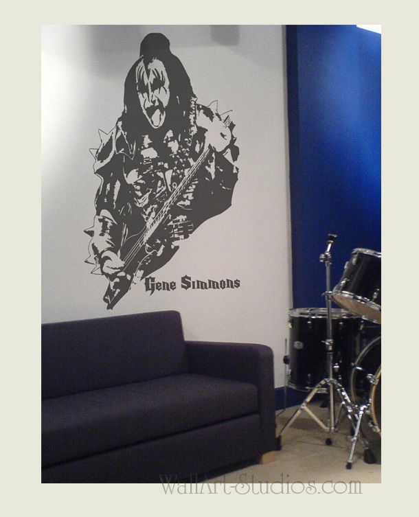   WALL ART STICKER MURAL  ROCK GUITARIST GENE SIMMONS   KISS  