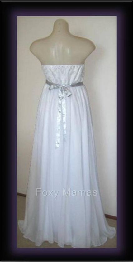 FOXYMAMA White & Silver Maternity (or not) Dress Gown 10 16 Beach 