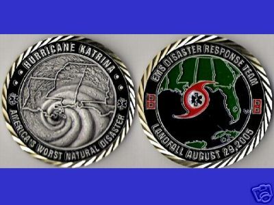 Hurricane Katrina EMS Challenge Coin / EMT Silver S  
