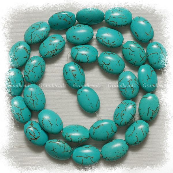 10x14mm Green Turquoise Gemstone Loose Beads Oval 15.5  