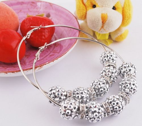   Wives Earring Disco Ball beads Rhinestone Resin Big Hoop Earring