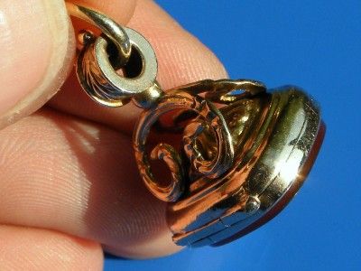 ANTIQUE 1903 9ct GOLD CORNELIAN SEAL FOB LOCKET PENDANT  