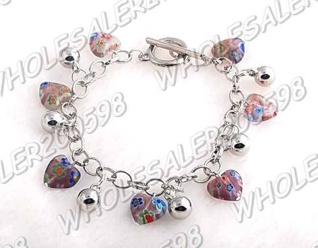 WHOLESALE 12strands Handwork Heart Glass Bead Bracelets  