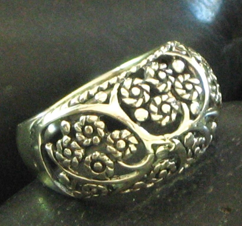 items sterling silver 925 bali floral scroll ring sz 8