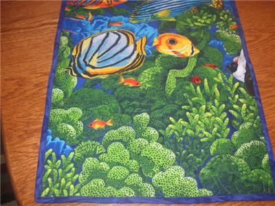 Handmade Table Runner tropical Fish Aquarium Quilted  