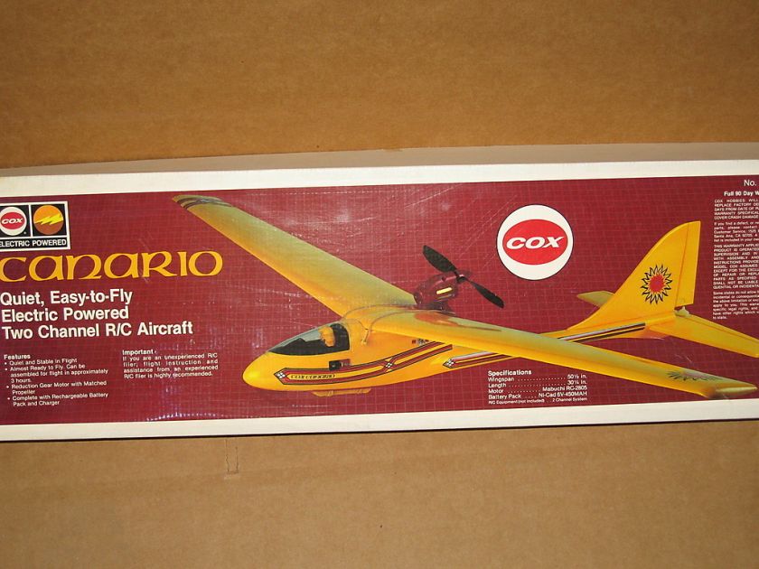 COX RC CANARIO ELECTRIC PLANE VINTAGE COLLECTIBLE  